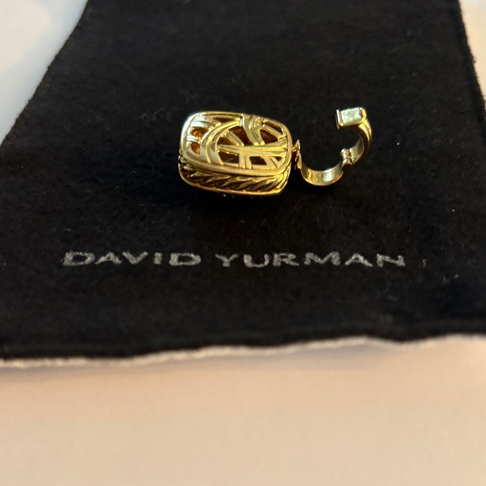 David Yurman Albion 18K Yellow Gold & Diamond Rutilated Quartz Enhancer Pendant. - Picture 7 of 9